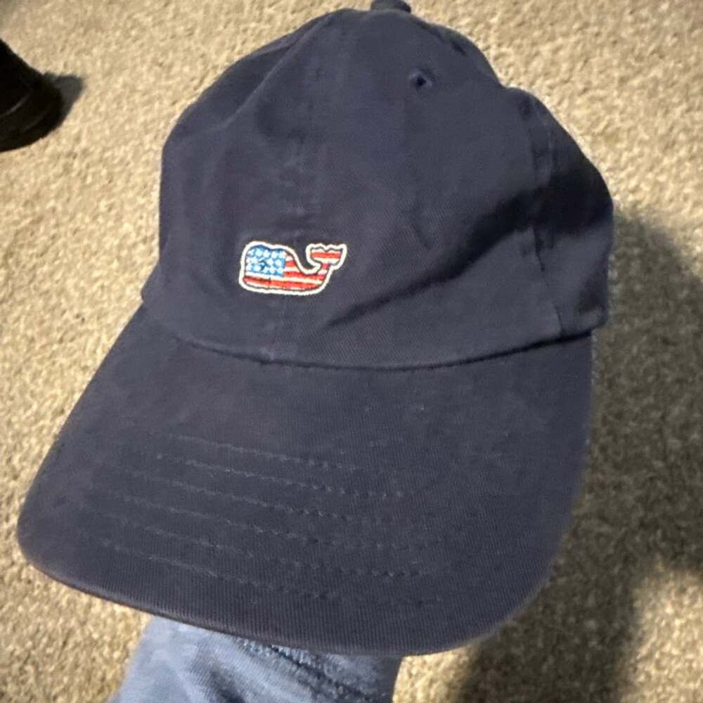 Vineyard Vines American Flag Whale Logo Baseball Hat Navy